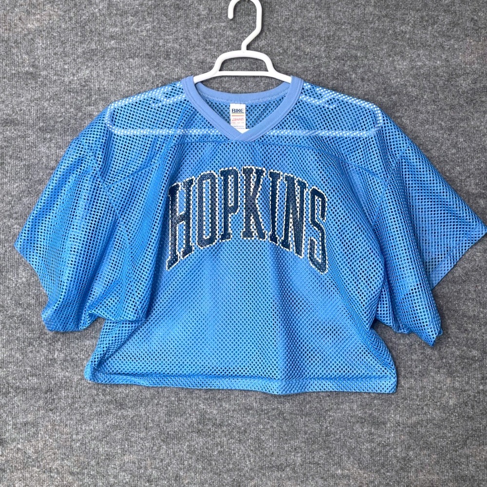 Vintage Bike Hopkins Mesh Jersey Light Blue Cropped Athletic Shirt L-XL 102225